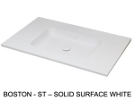 Plan vasque lavabo intégré au angle arrondi, sur mesure, Largeur 60 à 200 cm x Profondeur 40 à 60 cm, résine minérale ACRYSTONE® Finition lisse mate, Livraison Offerte et Rapide.